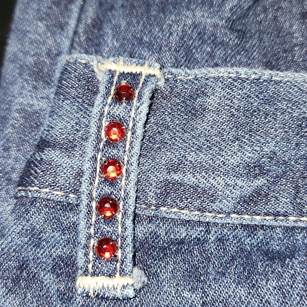 Venezia Jeans w/red rhinestone embellishments Sz 14 Ankle Jeans - Picture 5 of 8